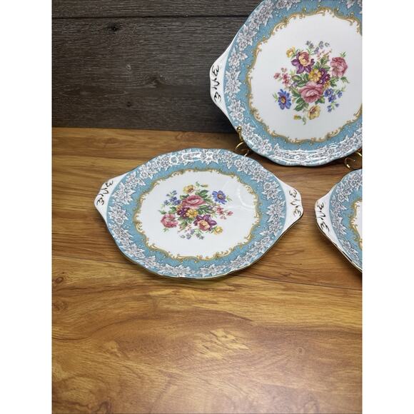 Royal Albert England ENCHANTMENT 10-1/4" HANDLED PLATES Gold Trim ~set Of 3 - Picture 3 of 9